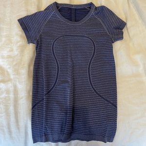 LULULEMON: Swiftly Tech Short Sleeve: blue striped